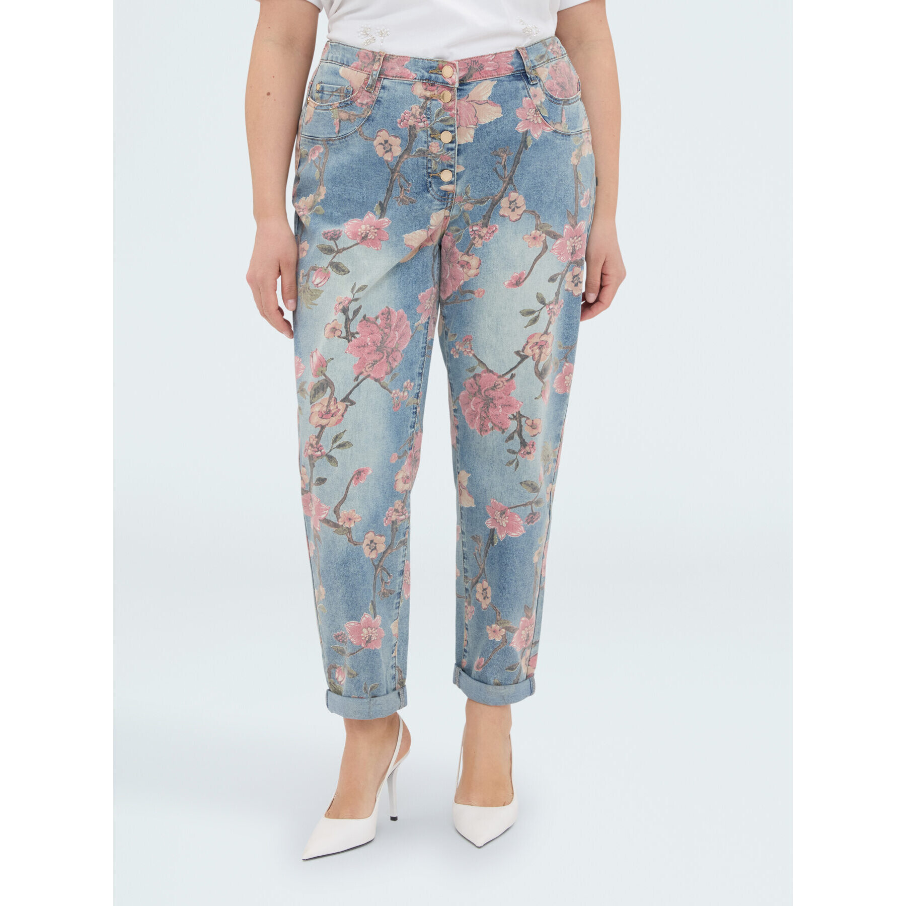 Fiorella Rubino - Jeans Barrell con estampado floral - Light - blue