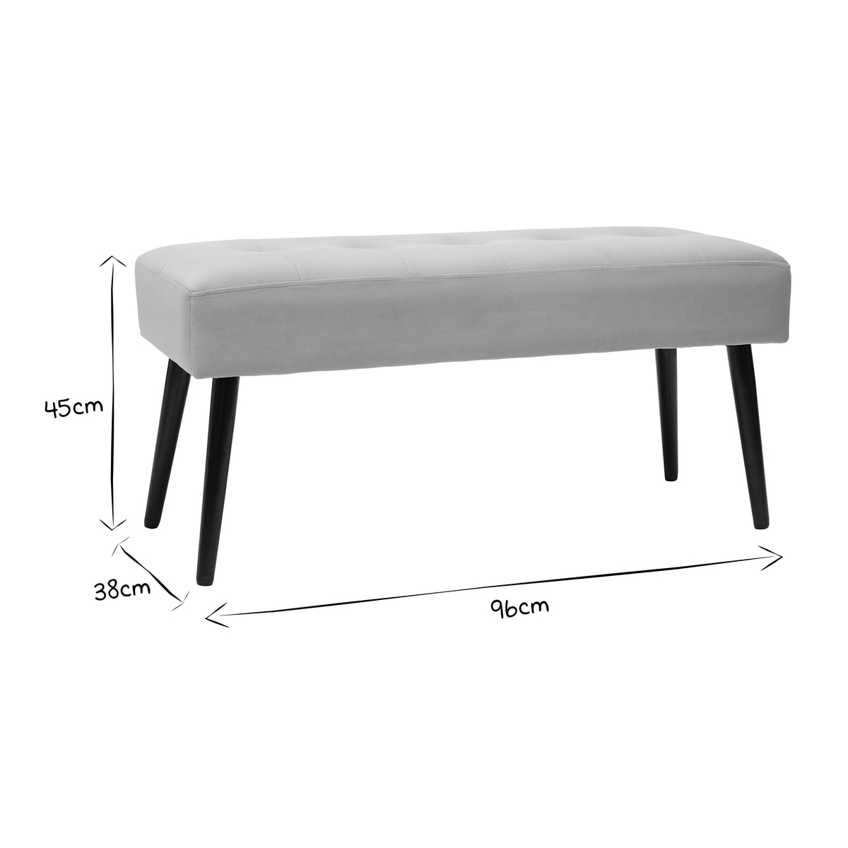 Banc design capitonné en tissu velours taupe et métal noir L96 cm GUESTA