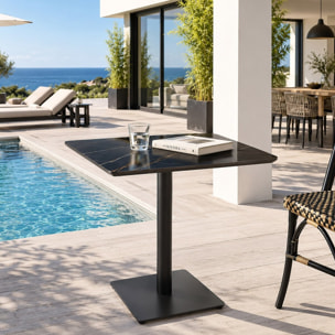 ICARE - Ensemble n°2: table bistrot 70x70cm en céramique marbré noir
