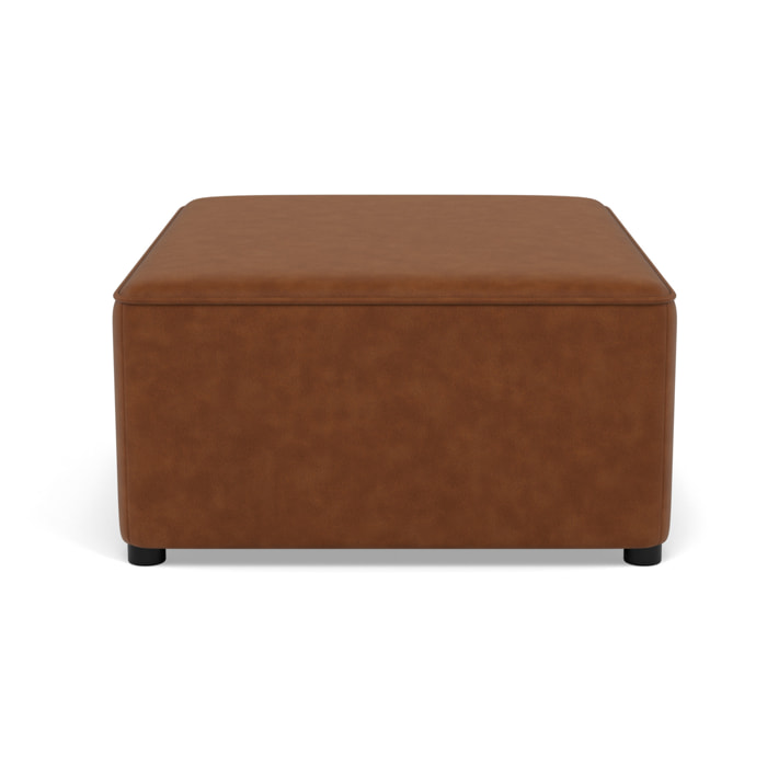 Topaze - pouf en simili - Cognac