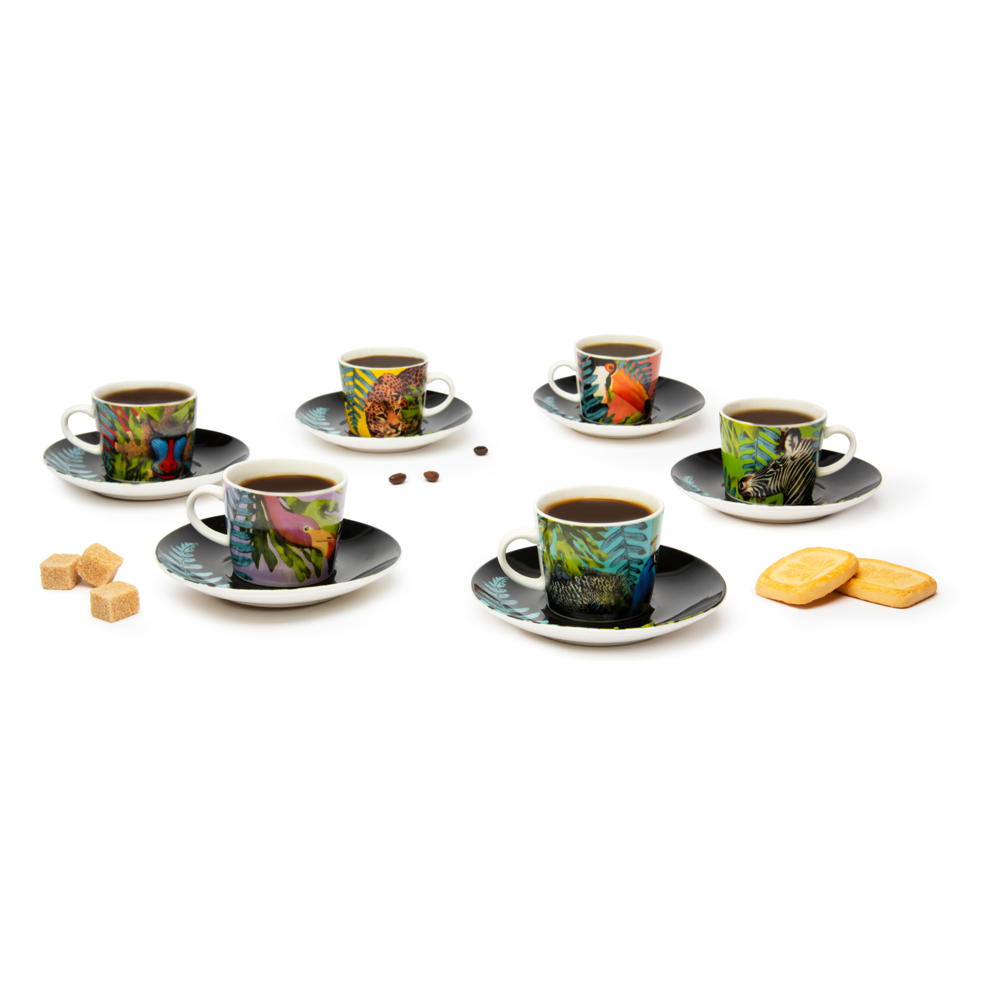Set de 6 Tasses à Café avec Soucoupe Excelsa – Madagascar, New Bone China Multicolore