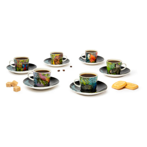 Set de 6 Tasses à Café avec Soucoupe Excelsa – Madagascar, New Bone China Multicolore
