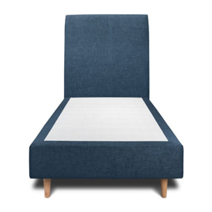 Lit avec tête de lit tapissée tissu et sommier tapissier Ep20