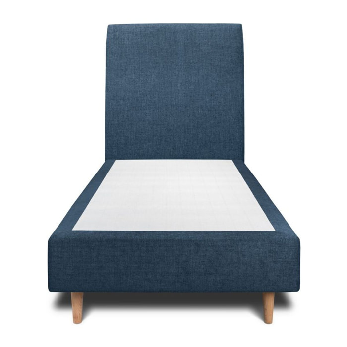 Lit avec tête de lit tapissée tissu et sommier tapissier Ep20