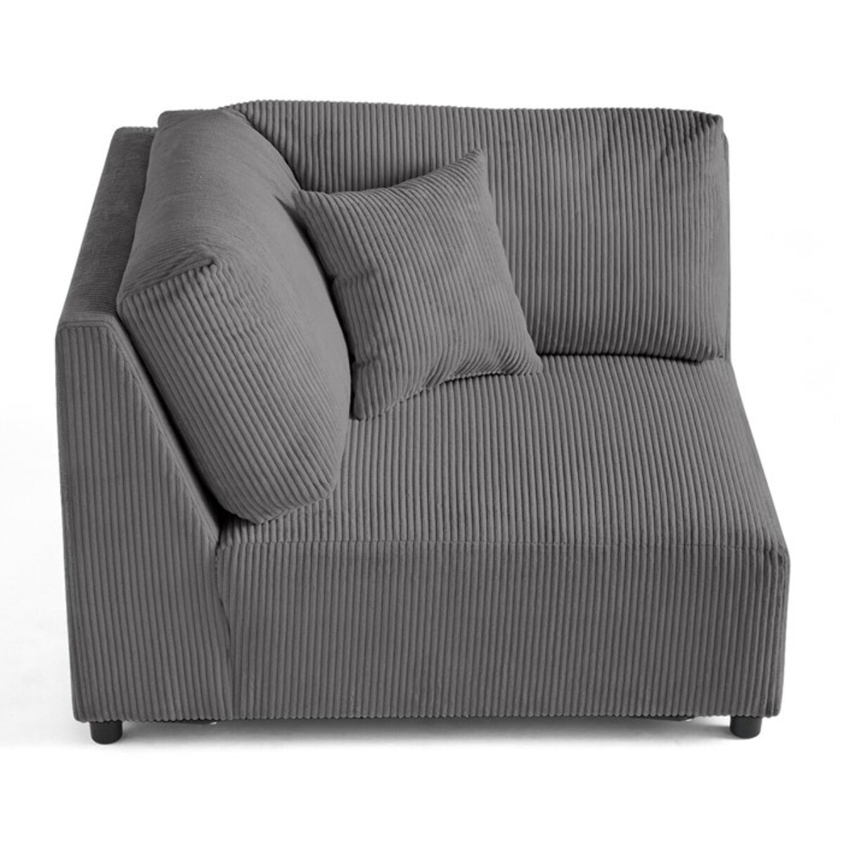 Garance - module d'assise d'angle réversible - en velours côtelé - Gris foncé