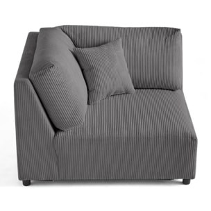 Garance - module d'assise d'angle réversible - en velours côtelé - Gris foncé