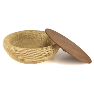 SIXTINE - Table basse ronde 100x100cm en rotin beige plateau amovible