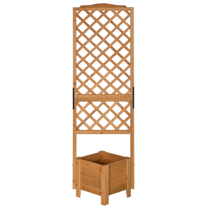 Jardinière avec treillis - bac à fleurs - jardinière sur pied - dim. 54,5L x 52l x 180H cm - bois sapin pré-huilé