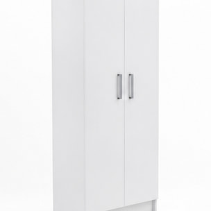 Armadio Multiuso a Colonna Bianco con 2 Ante e 8 Ripiani – Scarpiera Portascarpe per Ingresso o Camera da Letto, Design Moderno, 59x37x180 cm