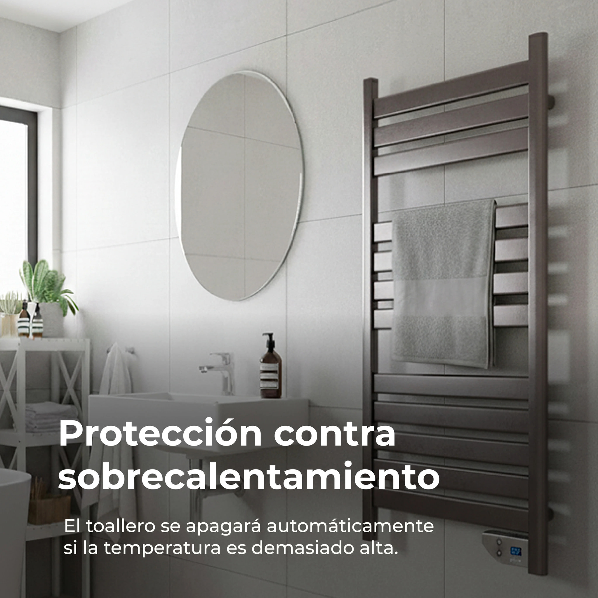 Toallero Eléctrico EVVO C500 Blanco, 450W, hasta 8 m2, eficiente y silencioso, seguridad sobrecalentamiento, antisalpicaduras, modo 2 horas