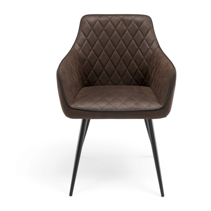 Set di 2 poltroncine LEON in similpelle marrone e gambe nere
