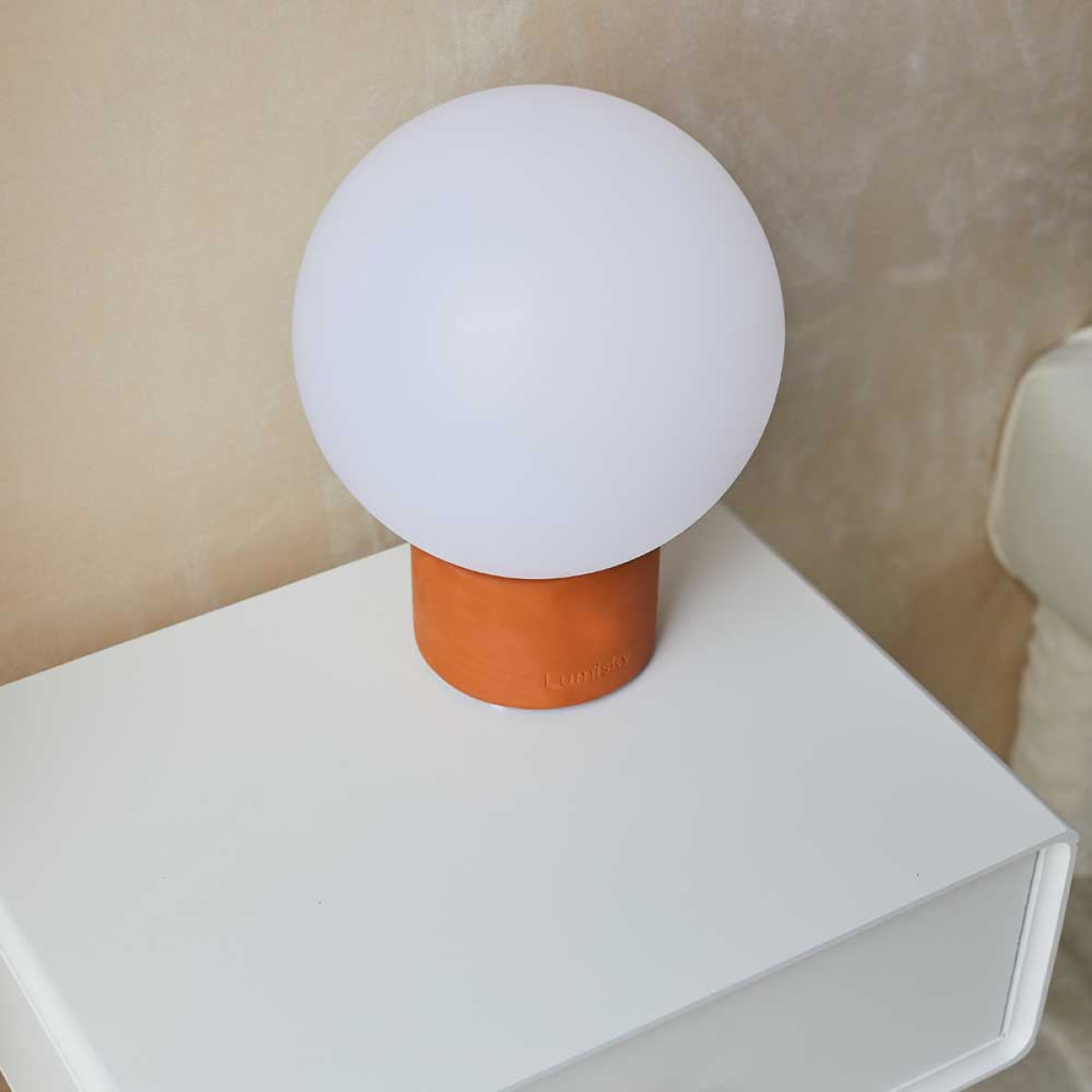 Lampe de table touch effet beton orange LED TERRA TERRE CUITE h25cm