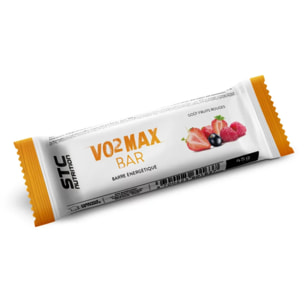 STC NUTRITION - VO2 Max Bar - Barre énergétique - Spéciale efforts longue durée - Glucides + Protéines (Whey) + Vitamines - Goût Banane, Chocolat ou Fruits Rouges - 5 barres - Fruits Rouges