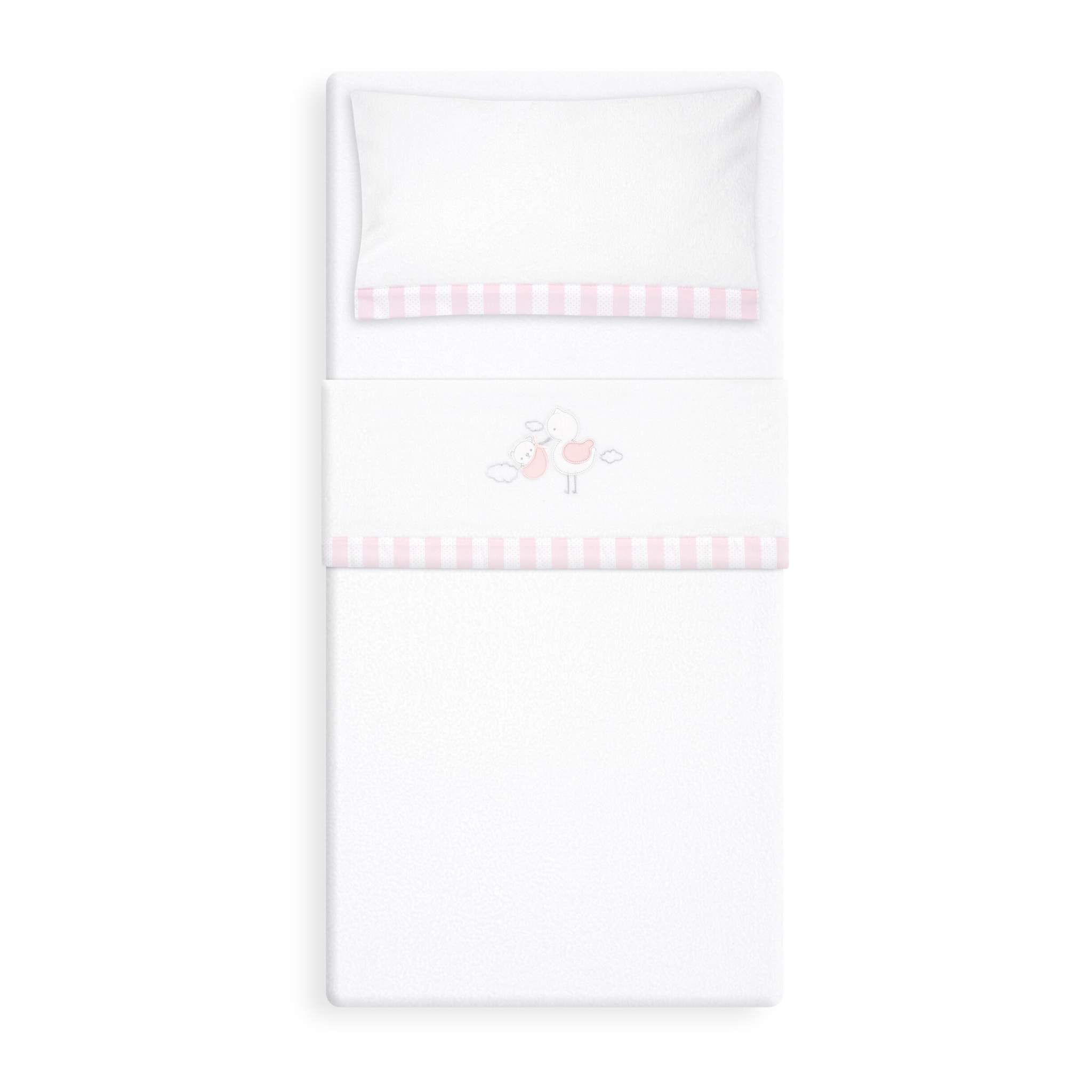 Triptico Minicuna Coralina Cigueña Oso Bco/Rosa