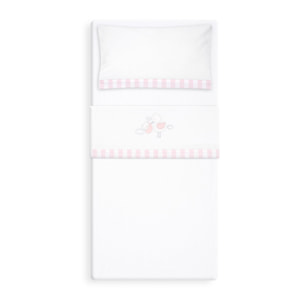 Triptico Minicuna Coralina Cigueña Oso Bco/Rosa