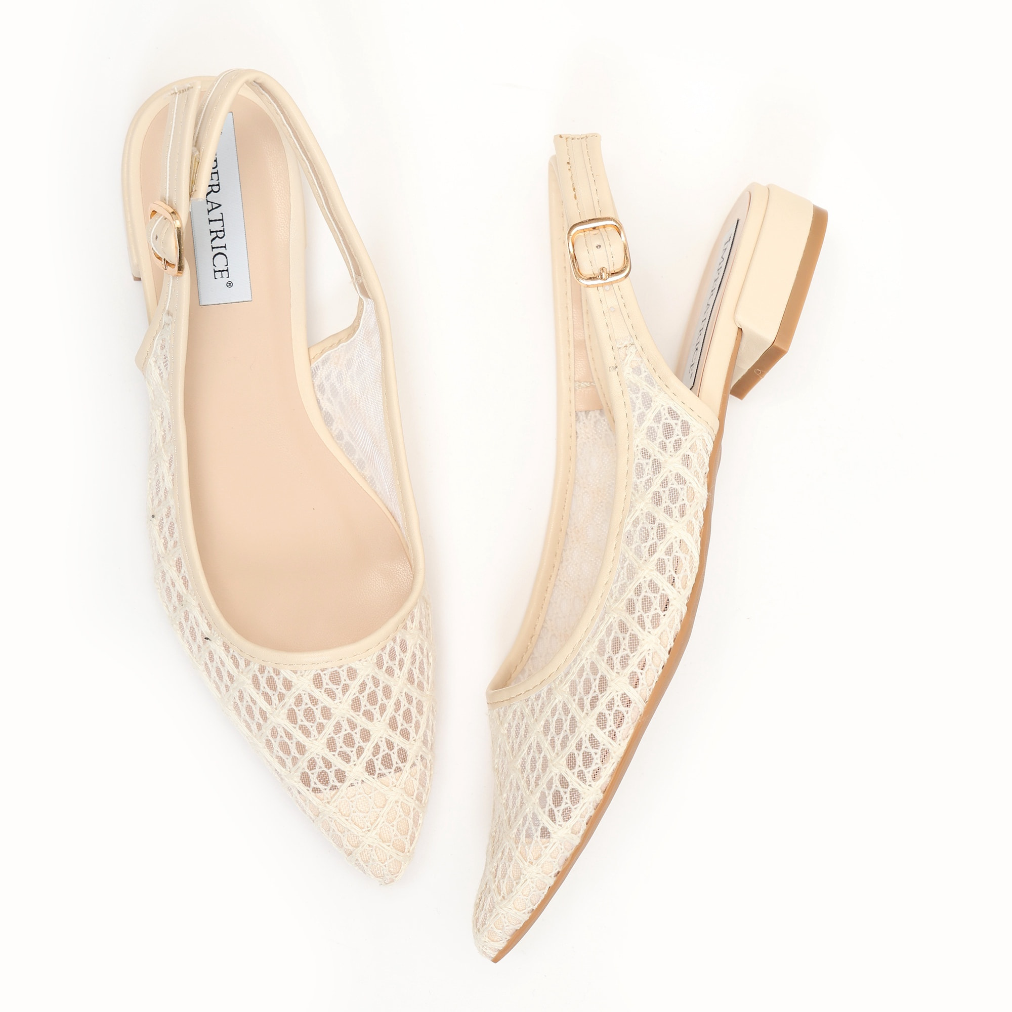 Ballerine slingback in rete ricamata