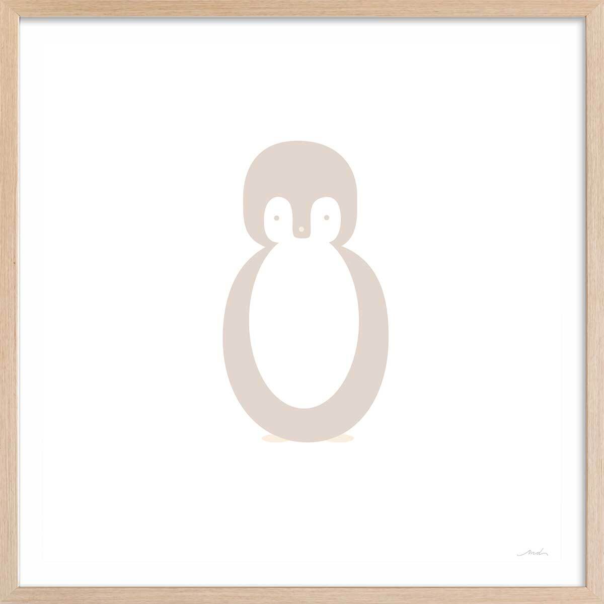 Affiche enfant pingui story Affiche + cadre en bois - Chêne