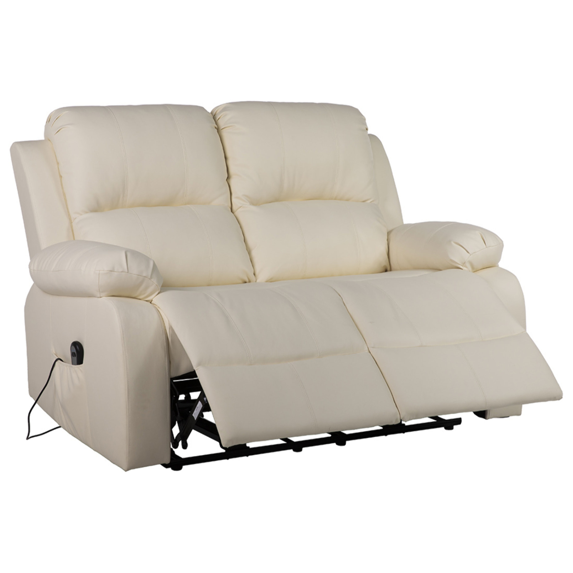 Armand - Canapé 2 places relax électrique en simili - Beige