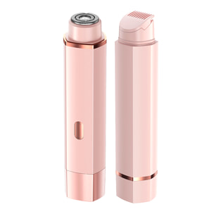 Afeitadora femenina especial para zonas delicadas, doble cabezal de recorte y de rasuración. Batería recargable.