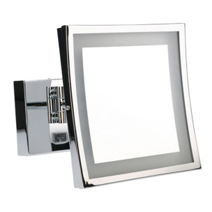 LEDS C4 Espejo de Aumento para Maquillaje con Luz LED. Espejo Retroiluminado para Baño con Brazo Extendible y Ajustable. Cromo