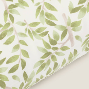 Funda cojín algodón hojas Grama color verde