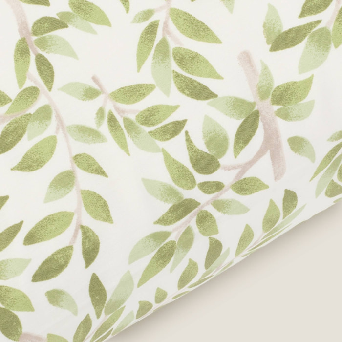 Funda cojín algodón hojas Grama color verde