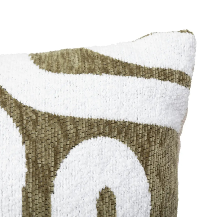 Housse de coussin Jeni chenille vert kaki 50x30cm