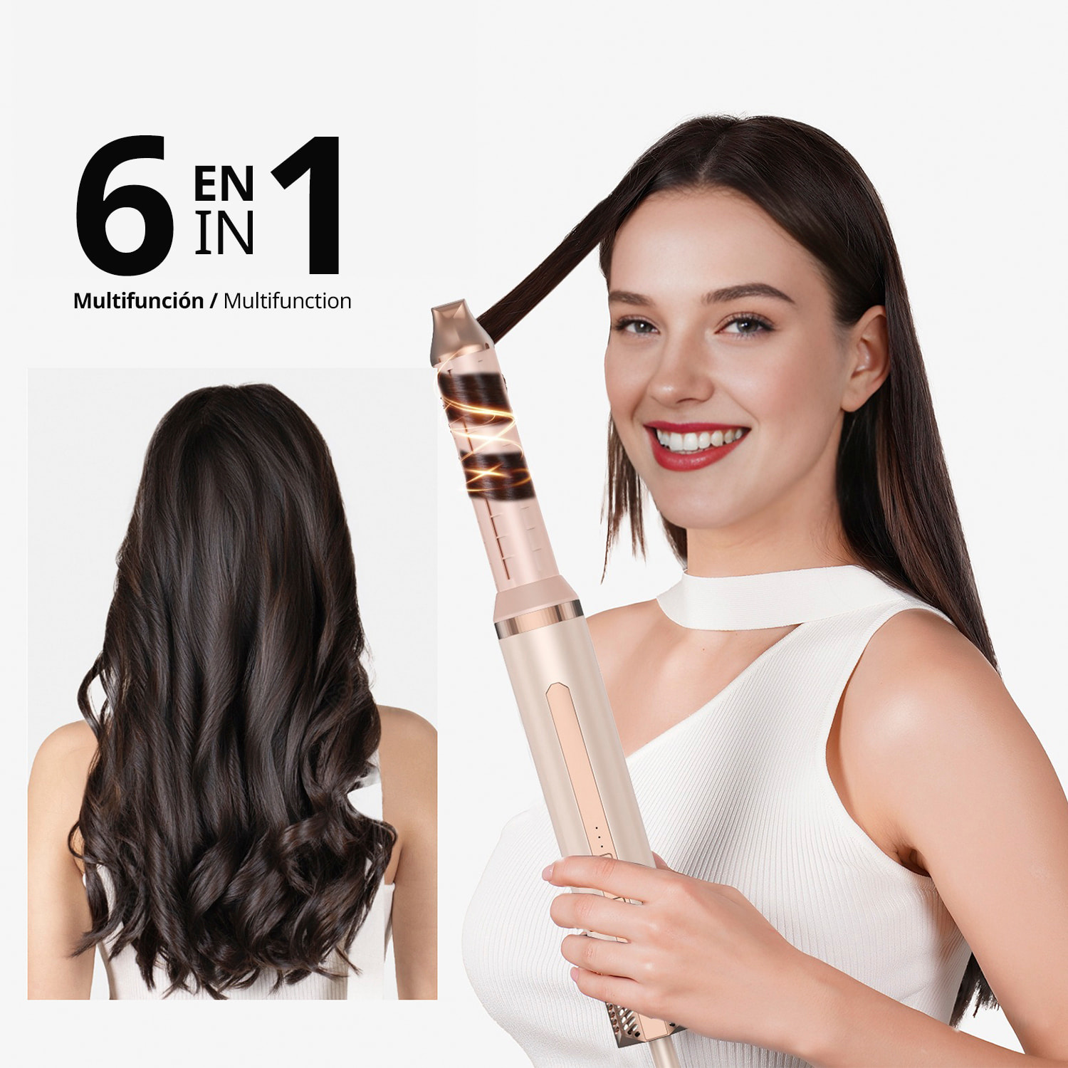 Secador de pelo 635. 6 en 1 con iones negativos. Permite alisar, secar, rizar y mucho más. 3 velocidades, 4 temperaturas y 6 accesorios.