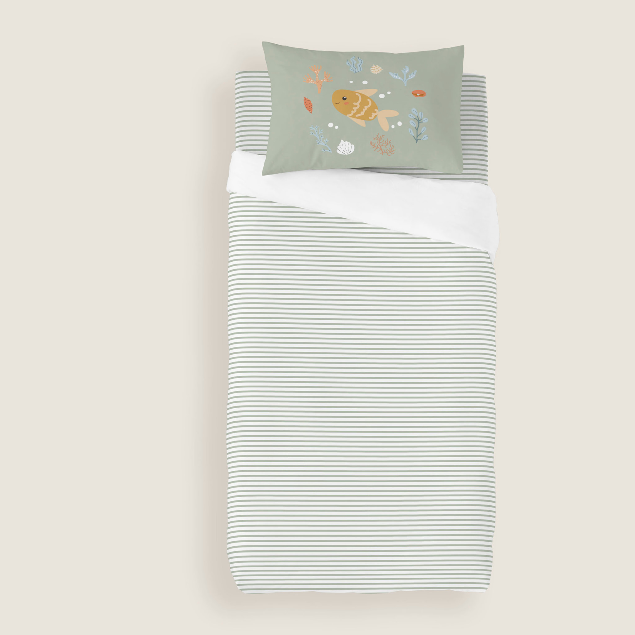 Cool Kids - Funda Nórdica Estampada - Reversible - Infantil - Cierre Solapa - 100% Algodón - Incluye 1 Funda de Almohada - Cuna/Maxicuna - Ocean Life