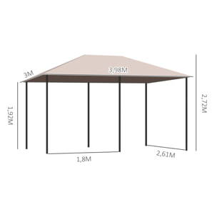 Cenador con Techo al Aire Libre Cenador Impermeable Exterior con Pared Lateral