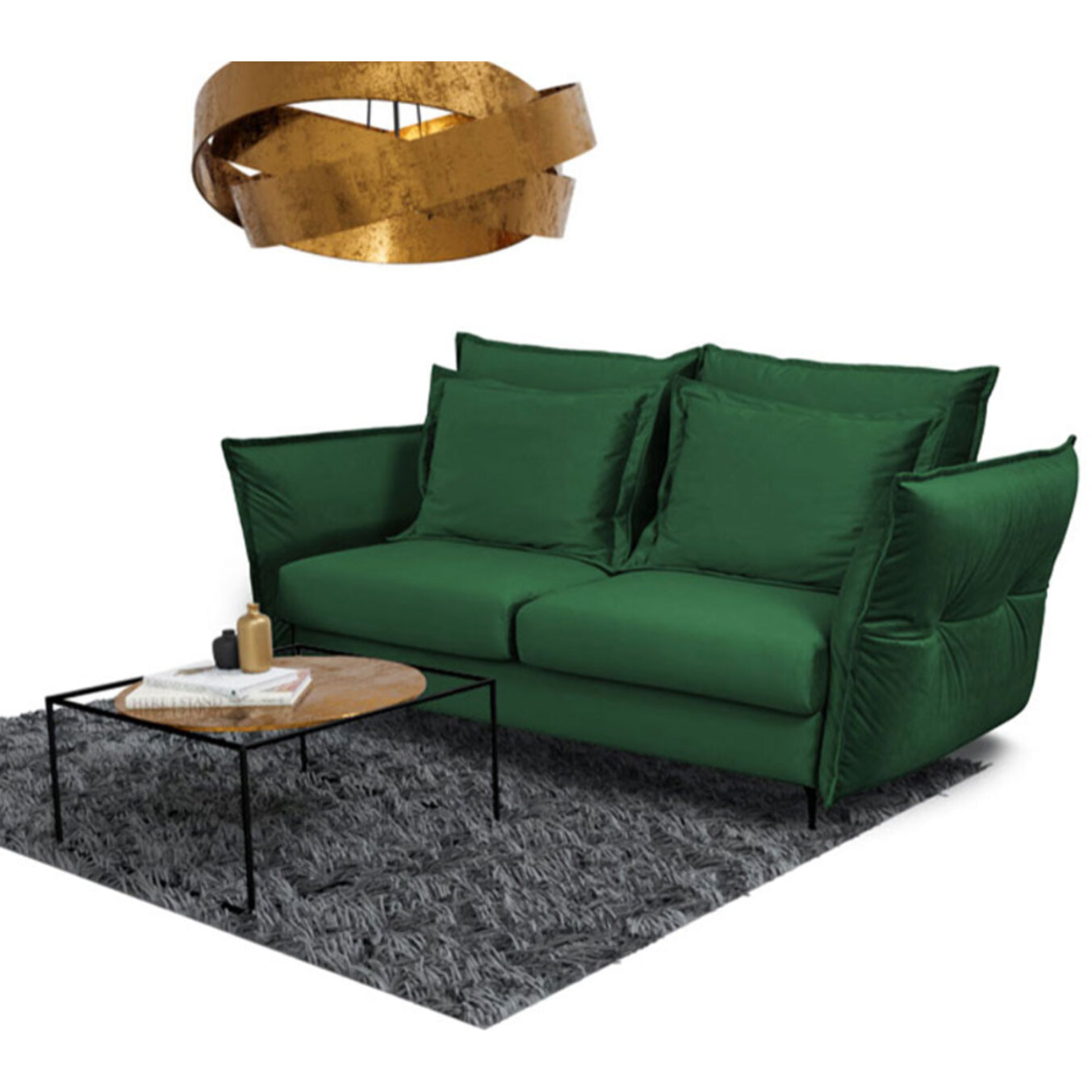 Canapé Velours Droit Convertible Verduro - 3 Places