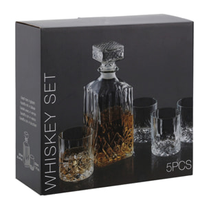 Set de vaso decantador elegante con tapas de cristal y vasos a juego