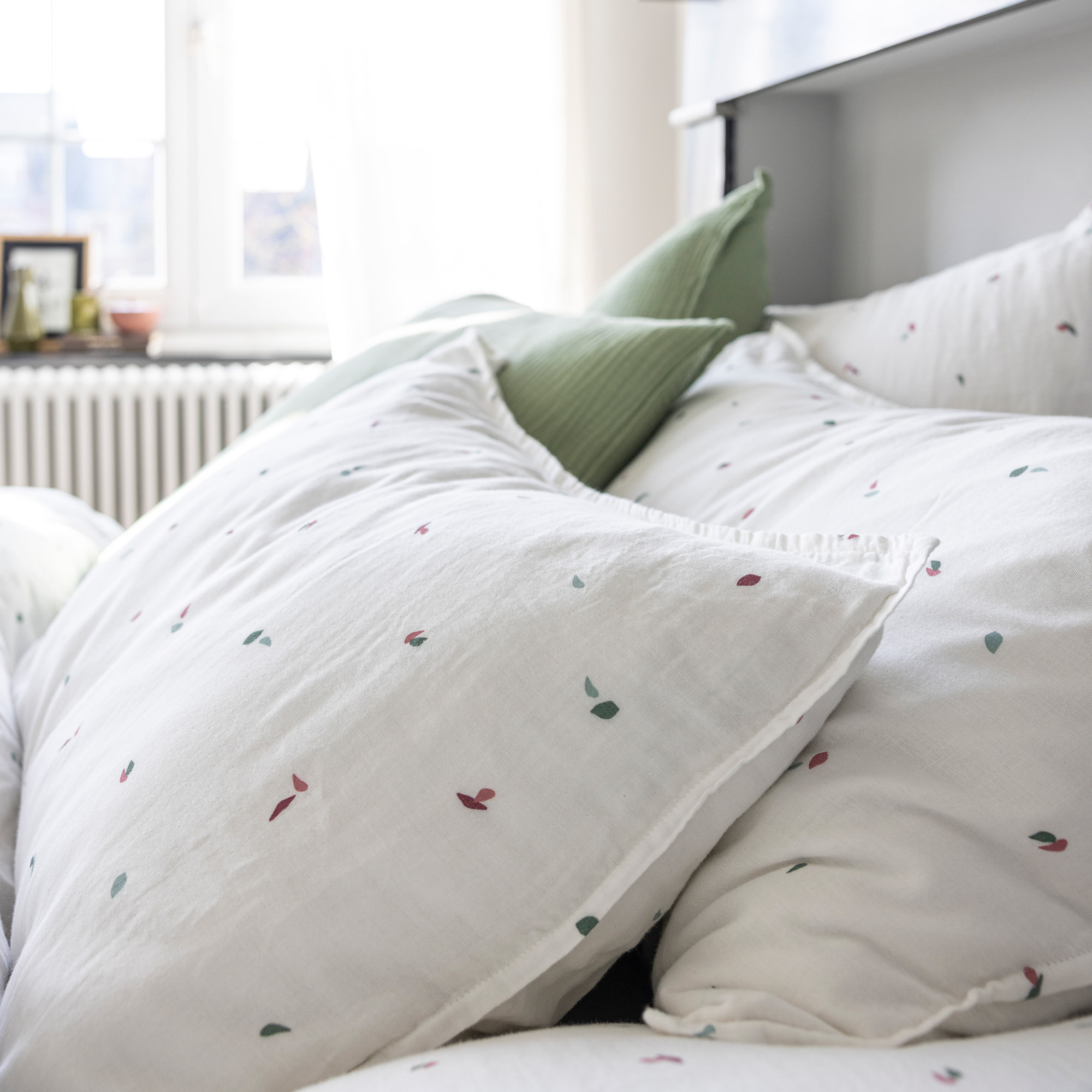 Taie d'oreiller en gaze de coton, MILLE ET UNE FEUILLES