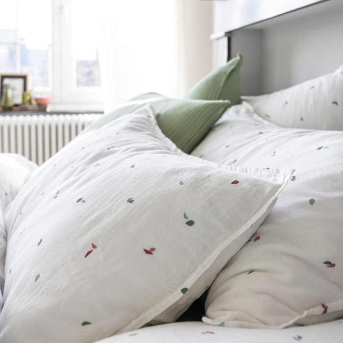 Taie d'oreiller en gaze de coton, MILLE ET UNE FEUILLES