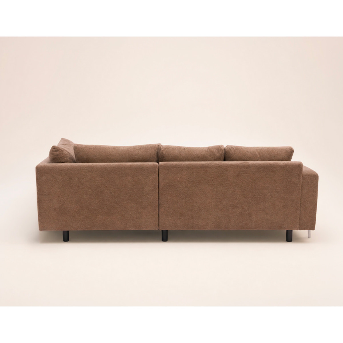 Gabin - Canapé d'angle droit 5 places en velours texturé - Taupe