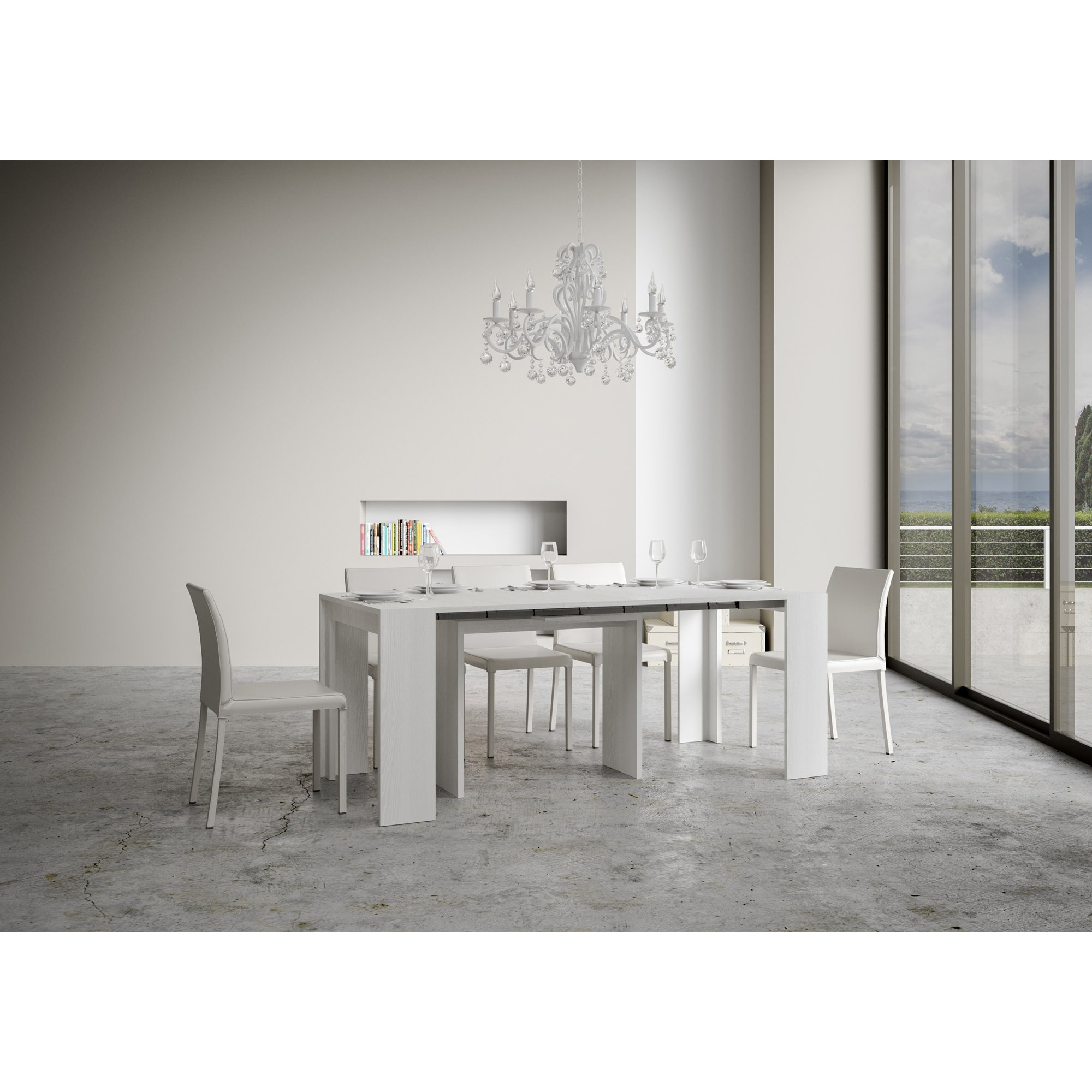 Consola extensible 90x42/302 cm Mia Fresno Blanco