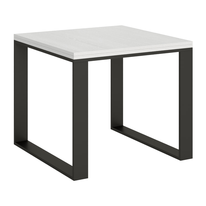 Table extensible portefeuille 90x90/180 cm Tecno Libra Frêne Blanc cadre Anthracite