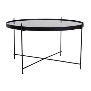 Glina - table basse - métal et verre - 70 cm - Noir