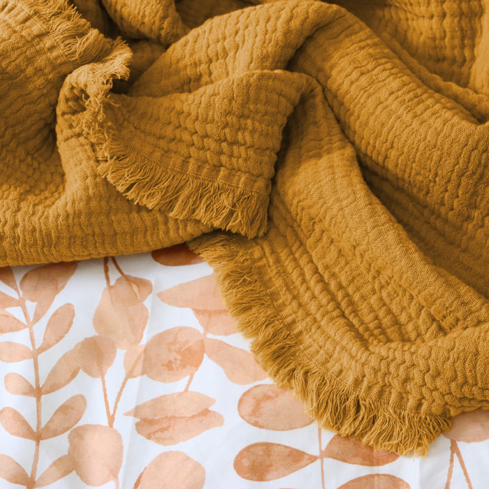 Plaid en gaze de coton, NATURELLEMENT GAUFRÉ