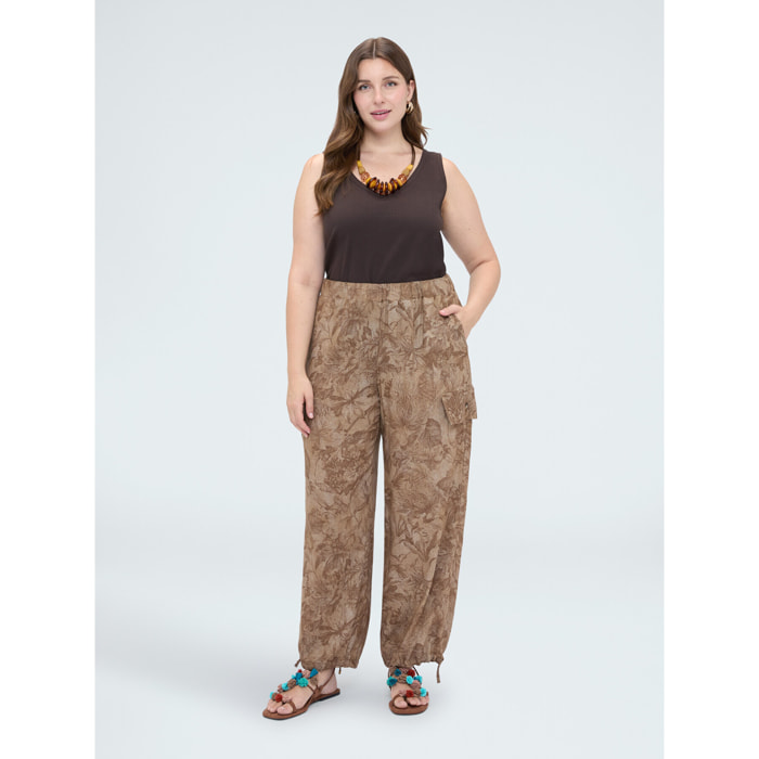 Fiorella Rubino - Top in jersey con scollo a V - Marrone