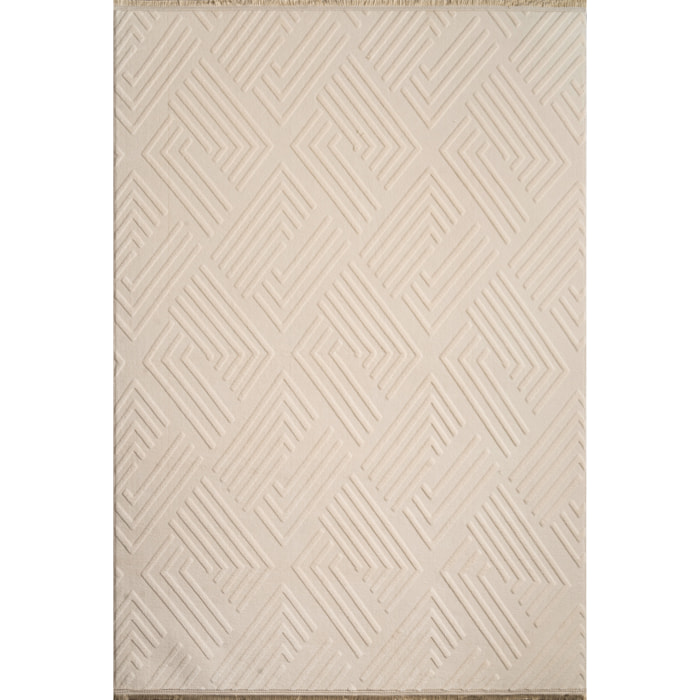 Tapis Oppo 1010 crème 160x230cm - Motif en relief - Lavable en machine