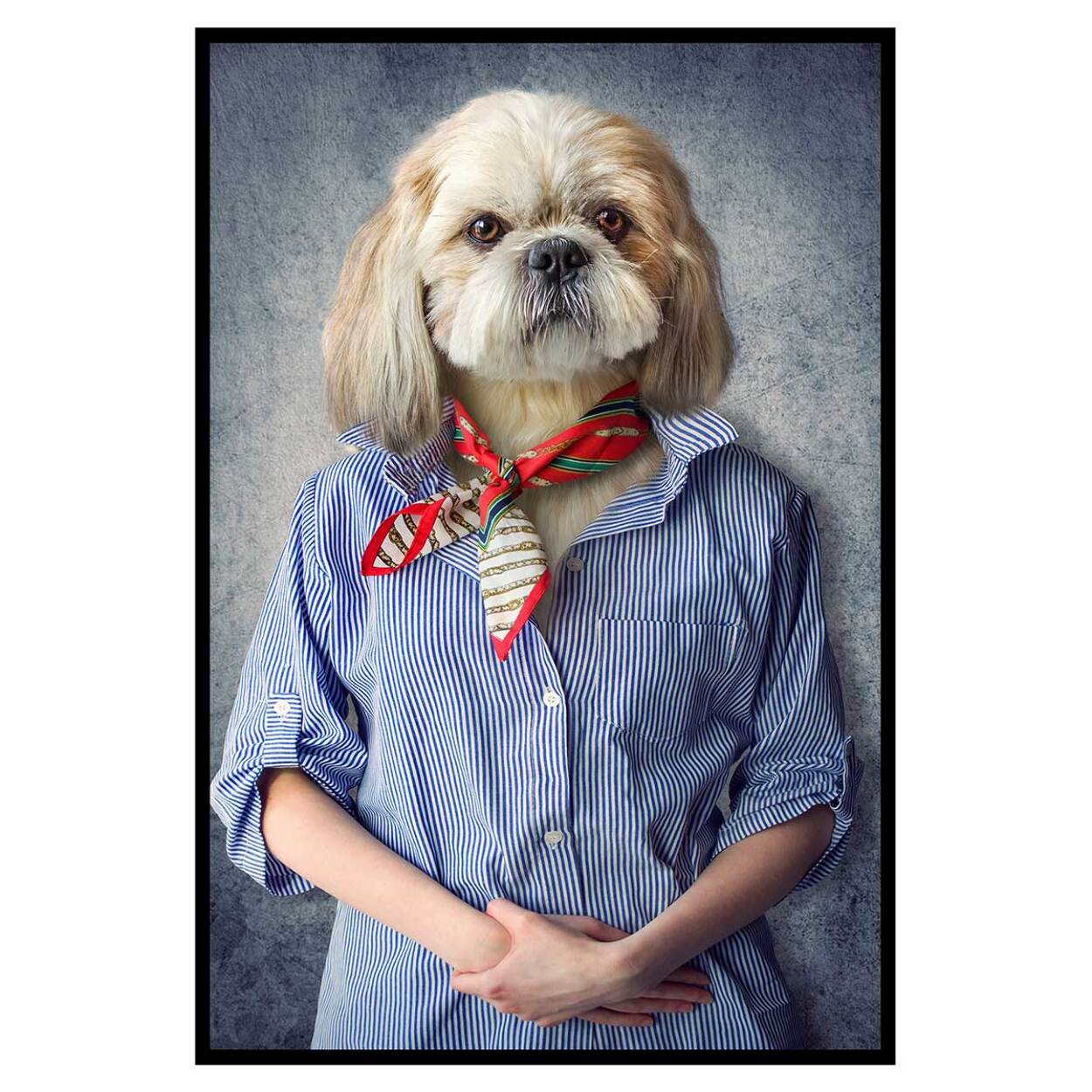 Affiche encadrée chien élégant style portrait Affiche + cadre en métal - Noir