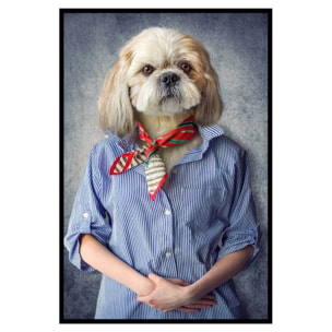 Affiche encadrée chien élégant style portrait Affiche + cadre en métal - Noir