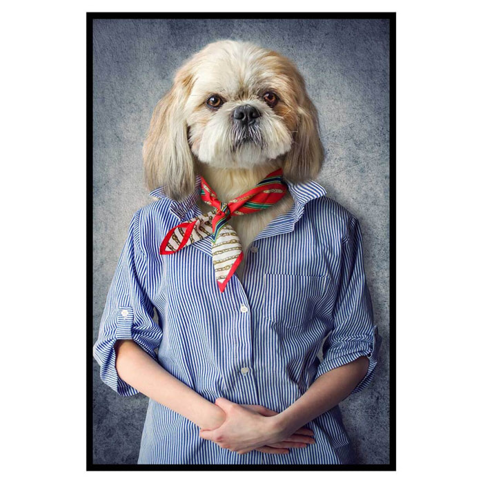 Affiche encadrée chien élégant style portrait Affiche + cadre en métal - Noir