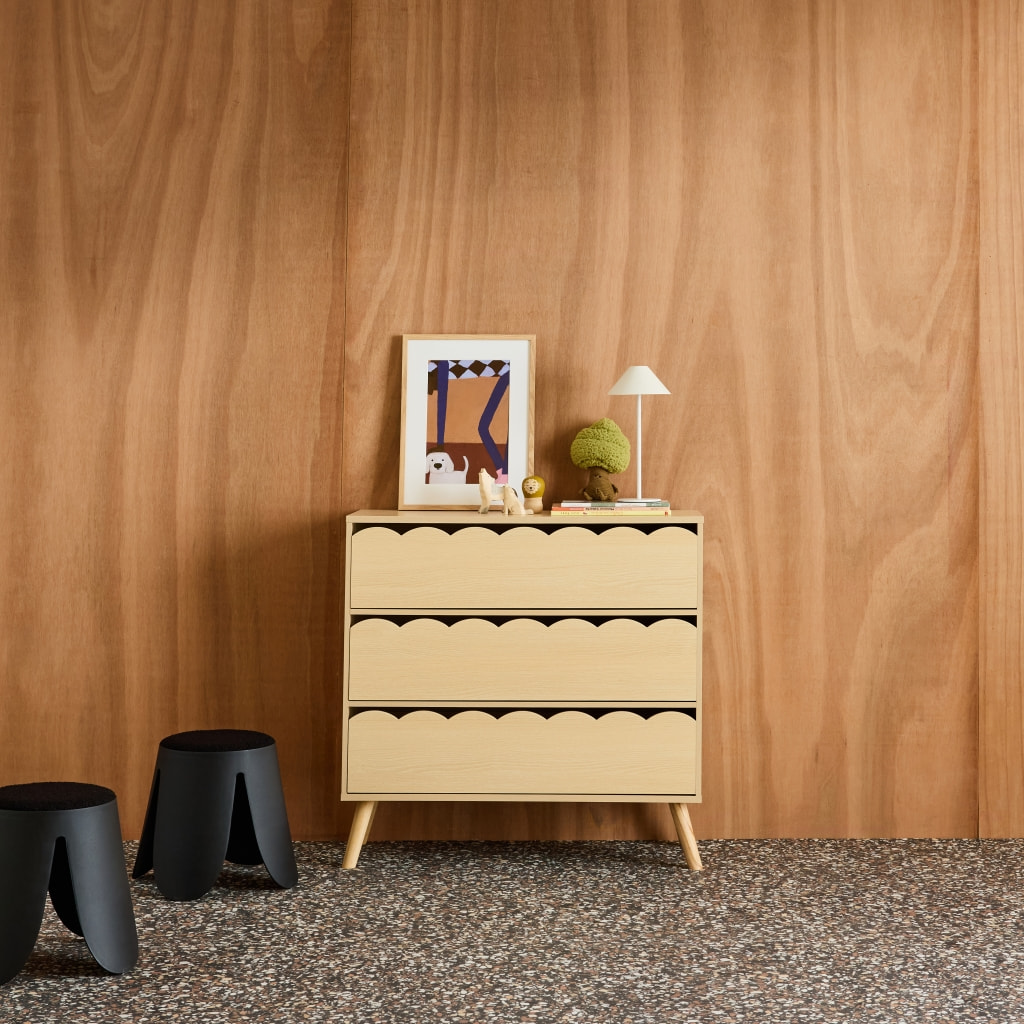 Commode enfant décor bois 3 tiroirs AZUR