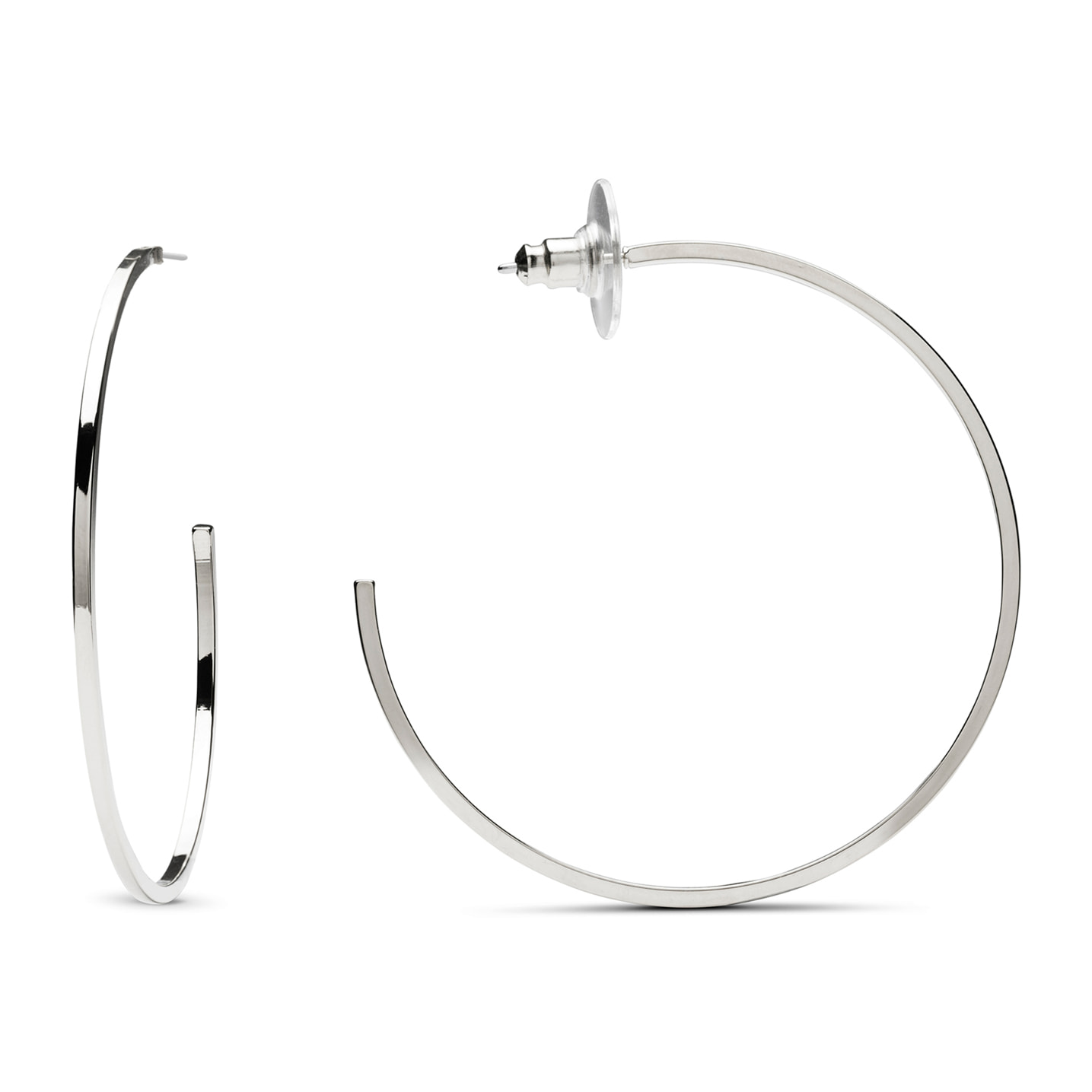 Pendientes de 48mm de diámetro acabados en rodio
