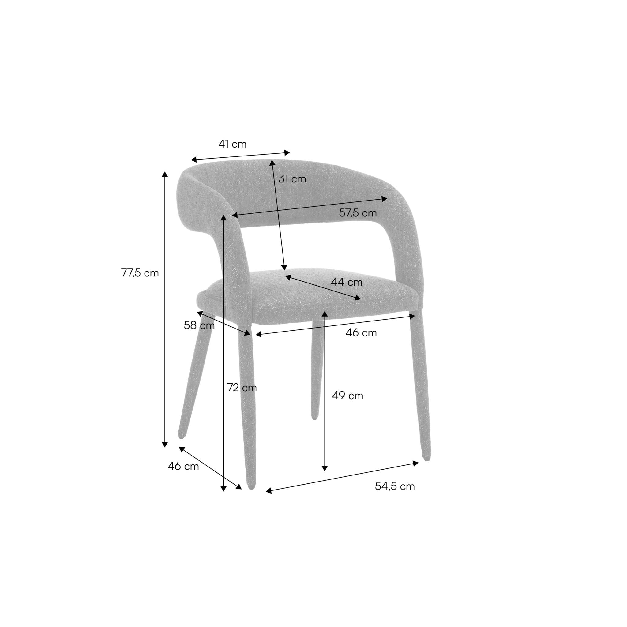 Fauteuil contemporain tissu (lot de 2) ALESSIA