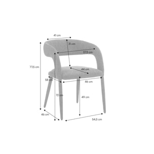 Fauteuil contemporain tissu (lot de 2) ALESSIA