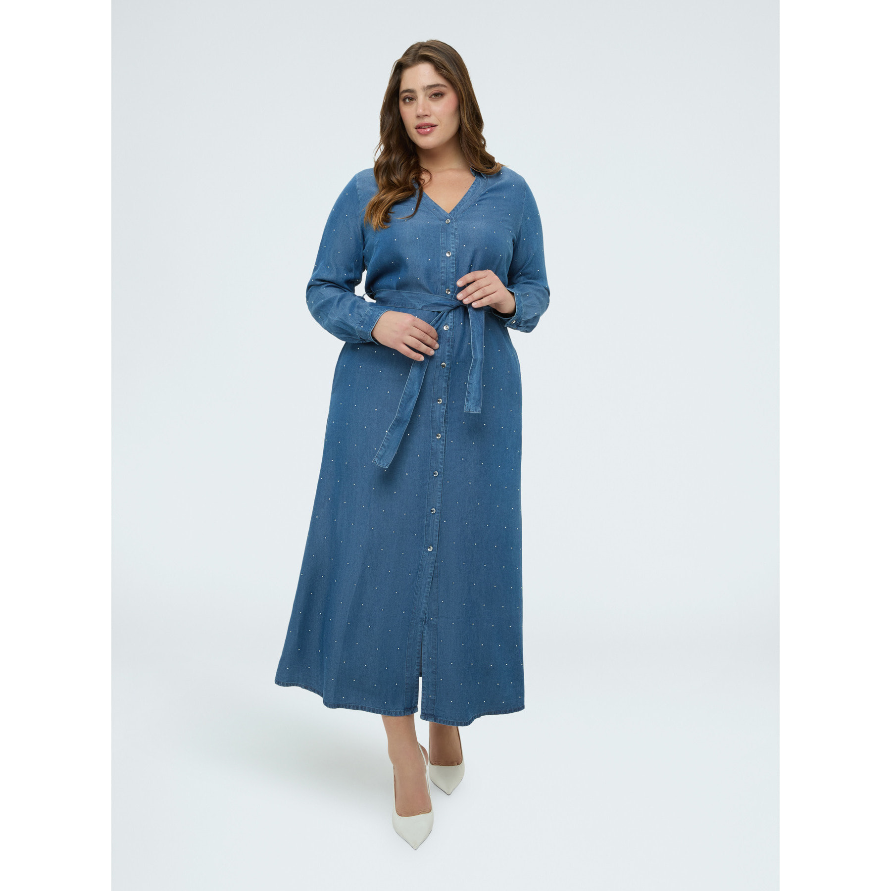 Fiorella Rubino - Vestito POWER in denim con punti luce - Blu