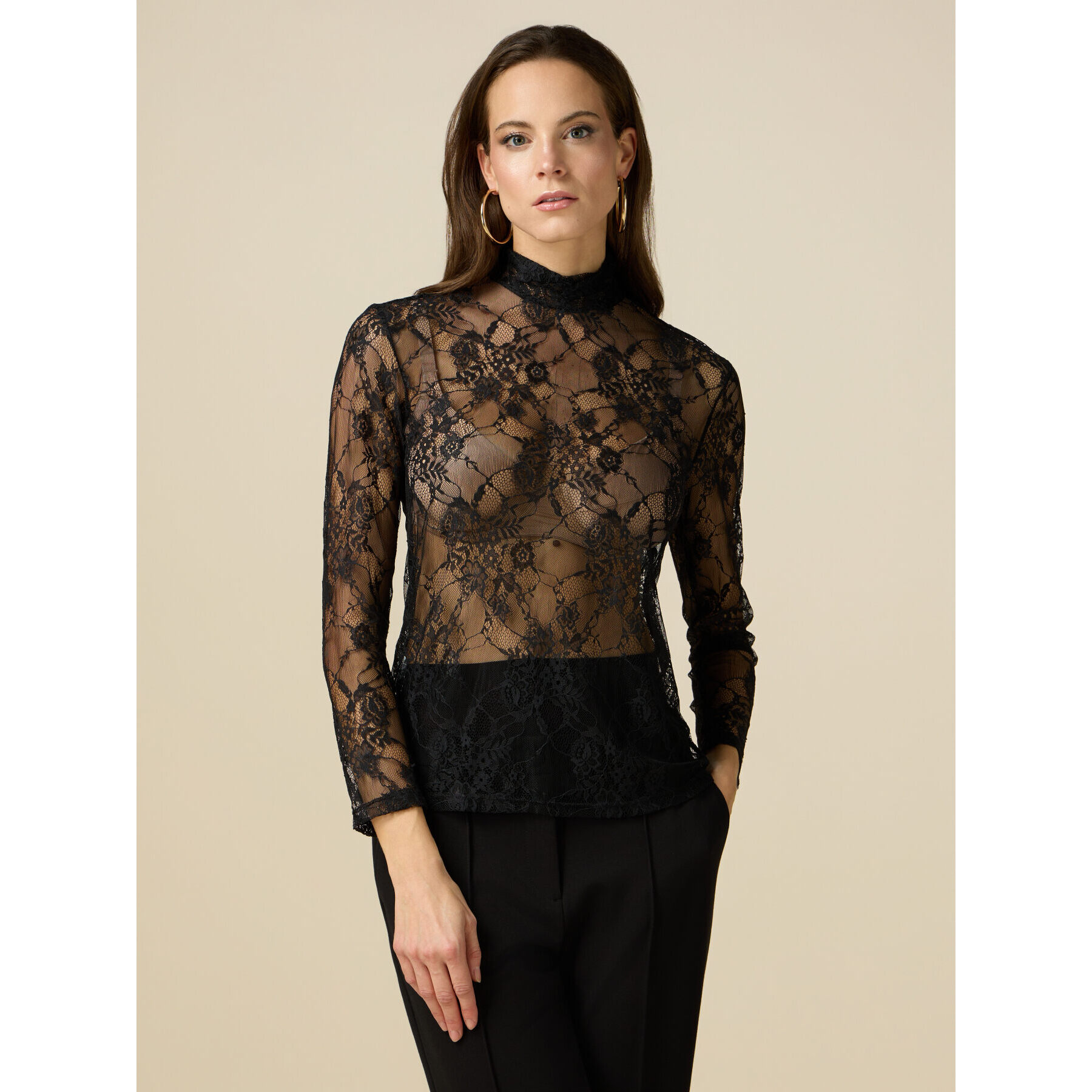 Oltre - Lupetto in pizzo see-through - Nero